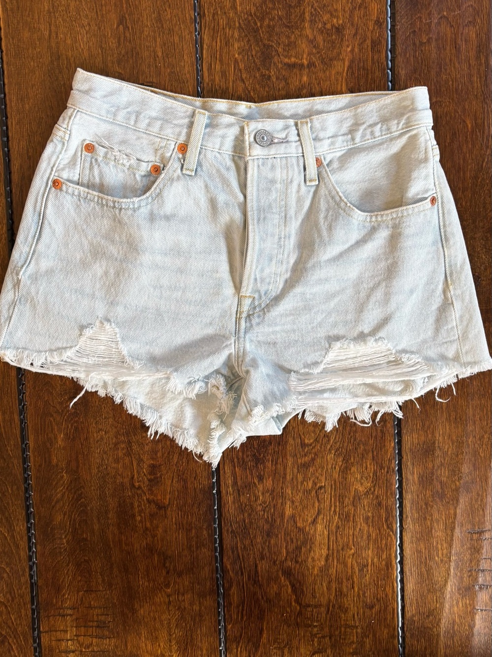 Levi's Light Wash Distressed Denim Shorts